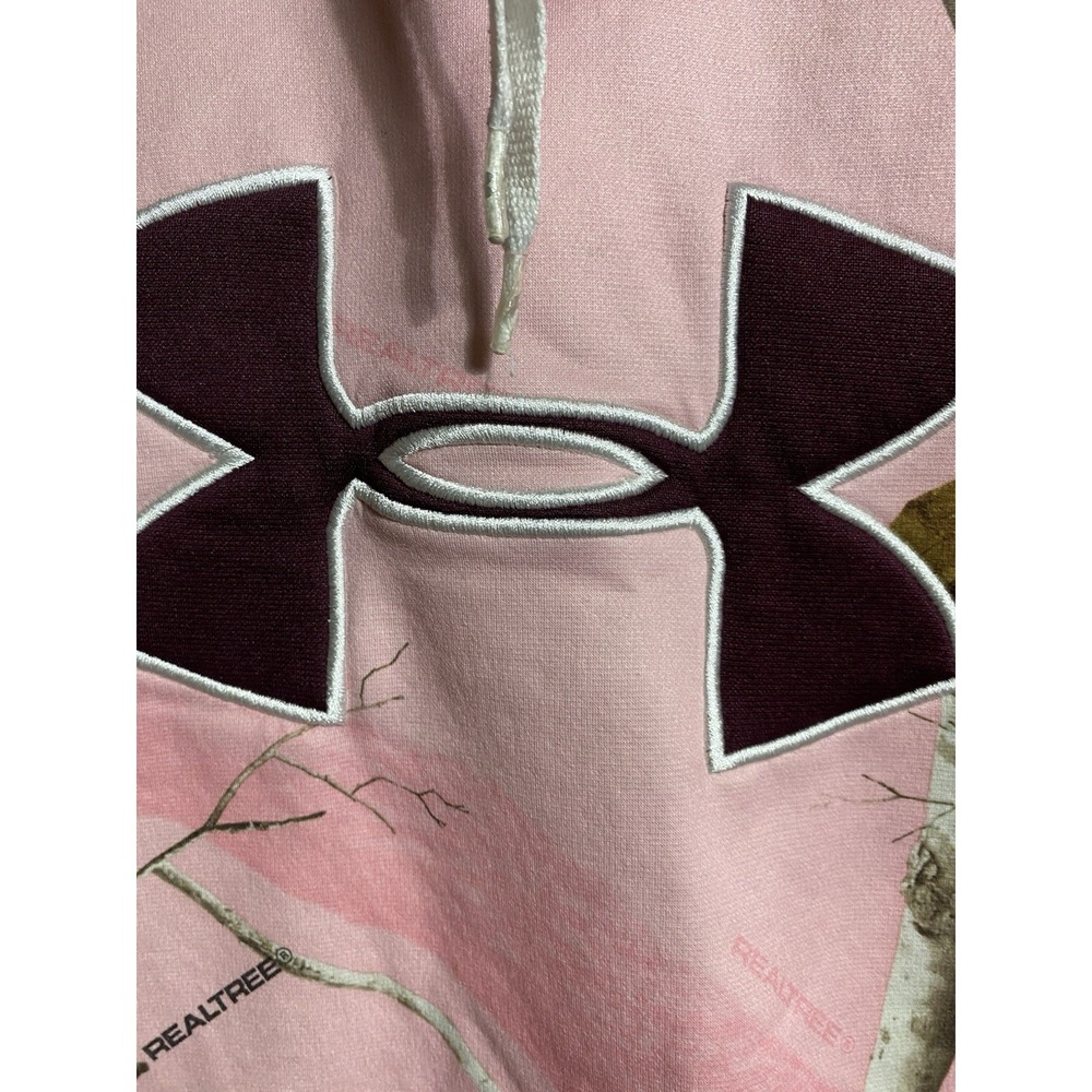 Under Armour Hoodie Women's Medium Pink‎ Realtree Camo Big Logo Pullover - Picture 3 of 6